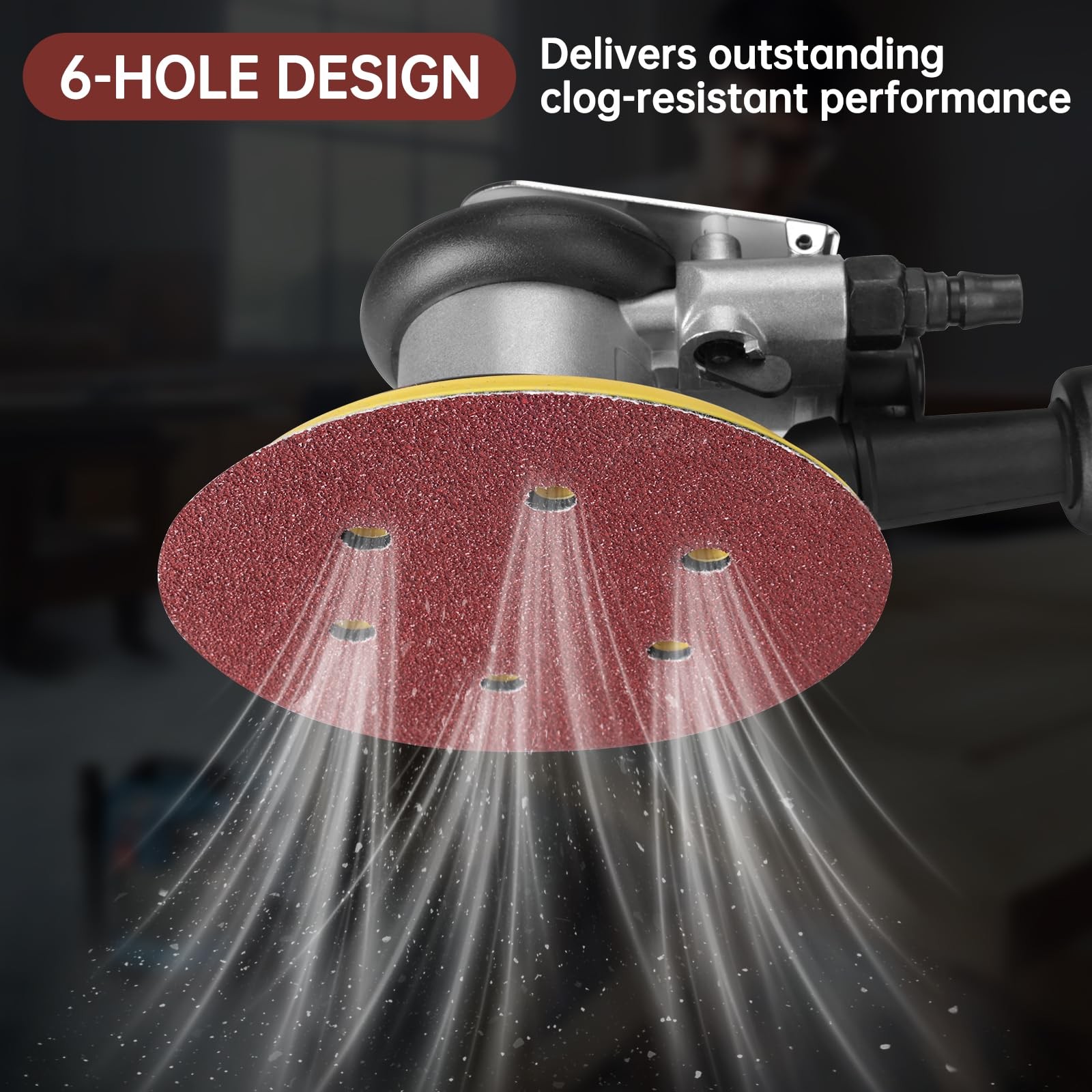 110 PCS 6 Inch 6-Hole Sanding Discs, Round Hook and Loop Sandpaper
