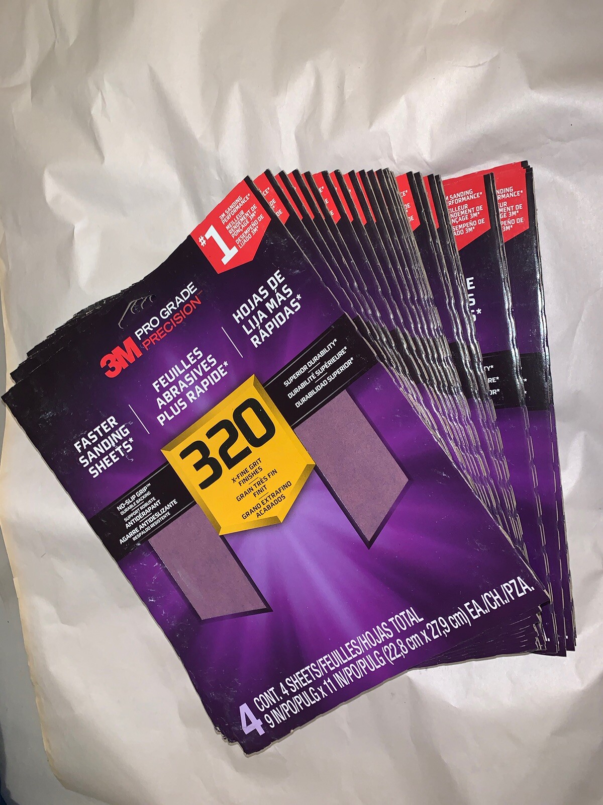 HUGE LOT 3M Sandpaper 4 Sheet 320 Grit 9″W Extra Fine