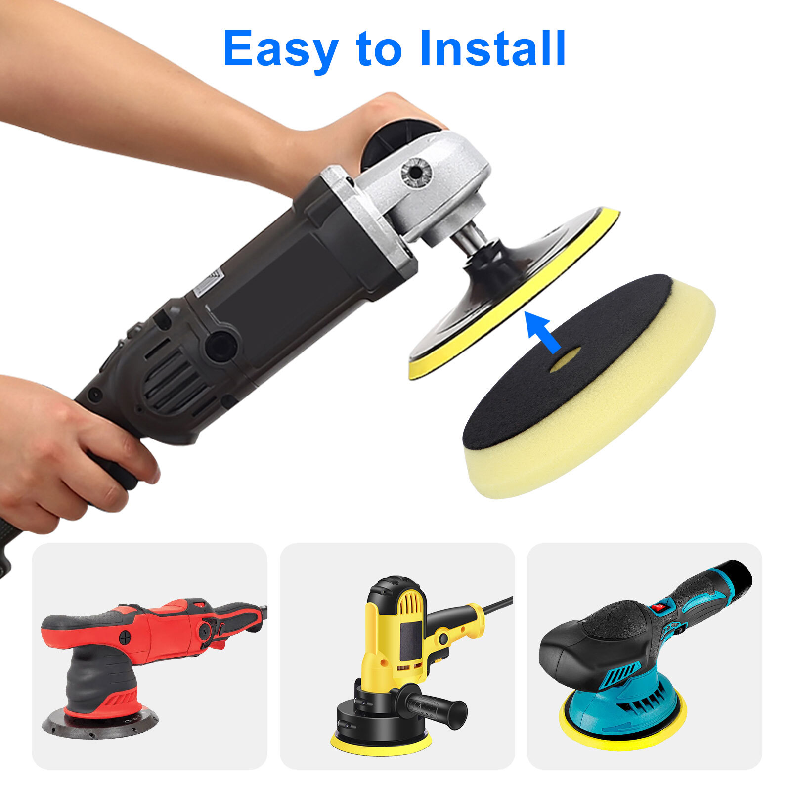5Pcs Buffing Sponge Pads 6″ Cutting Polishing Pad Kit for Car Buffer Polisher