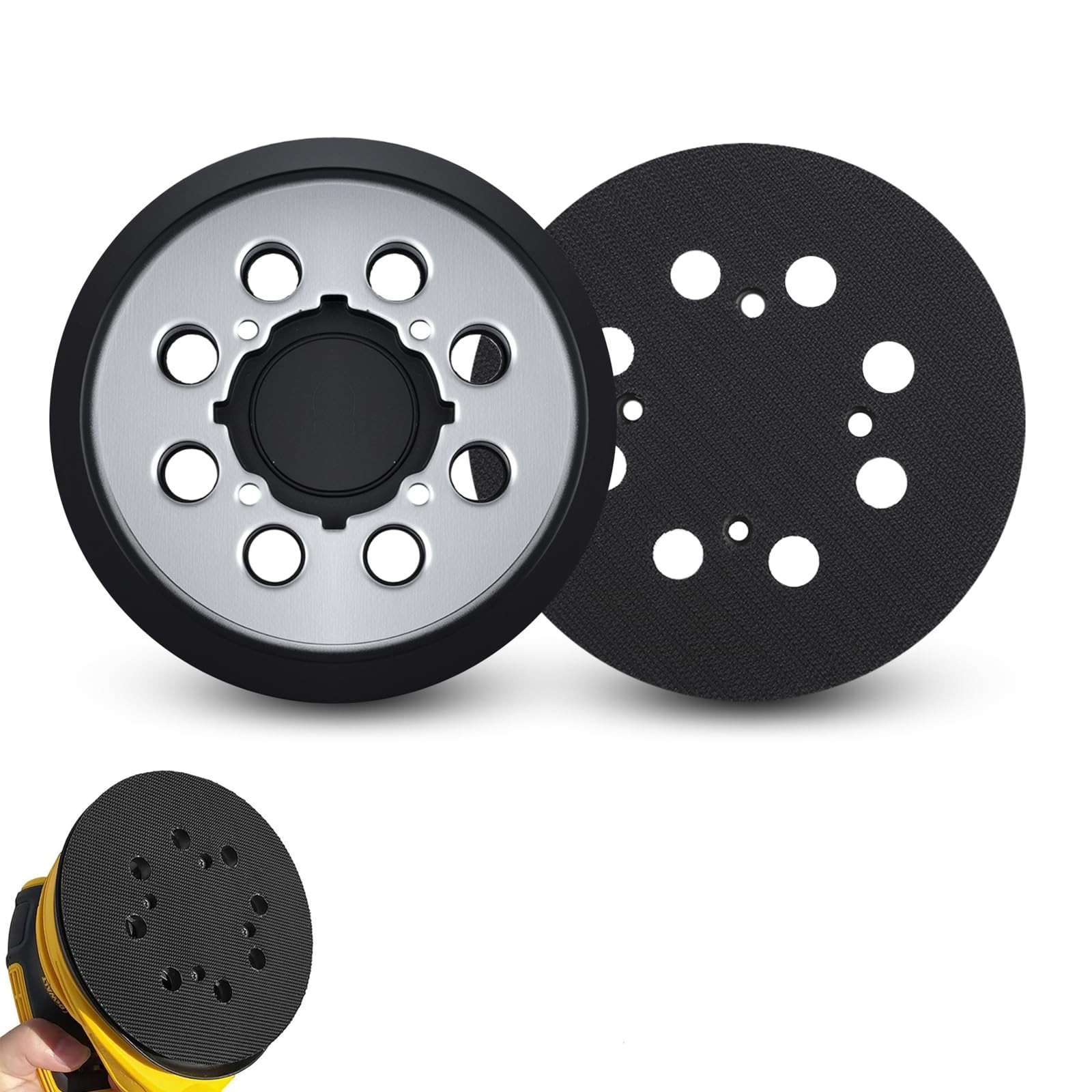 2 Pack Sander Replacement Pad for Dewalt, 5Inch 8 Holes Hook and Loop Aluminu…