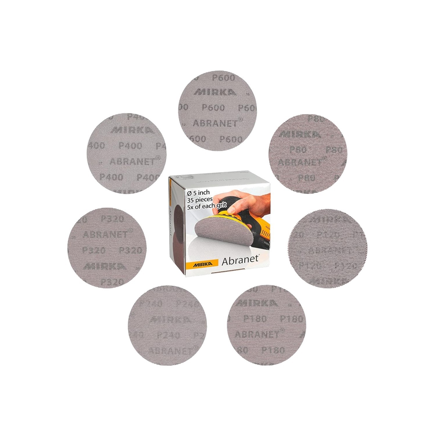 Abranet Mesh Sanding Discs 5″ 35Pcs Assorted Grits