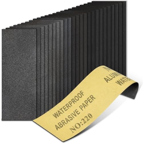 20PCS 220 Grit Sandpaper Sheets 9 x 3.6 Inch Wet Dry Silicon Carbide