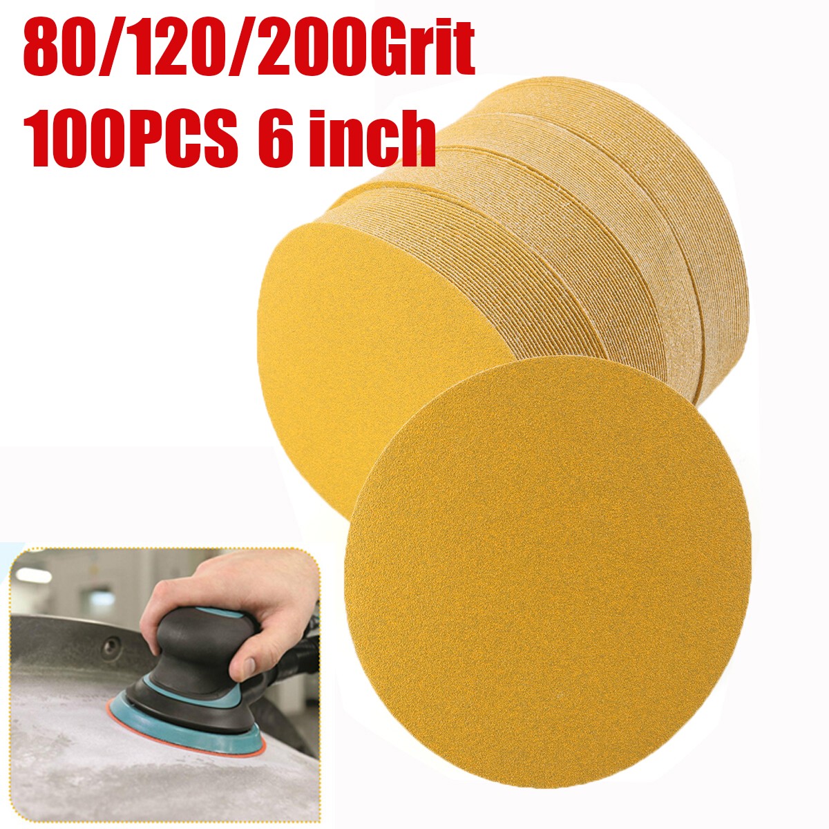 6inch 80-220Grit PSA Sanding Disc Sticky Back Sandpaper 100 Roll Adhesive Sander