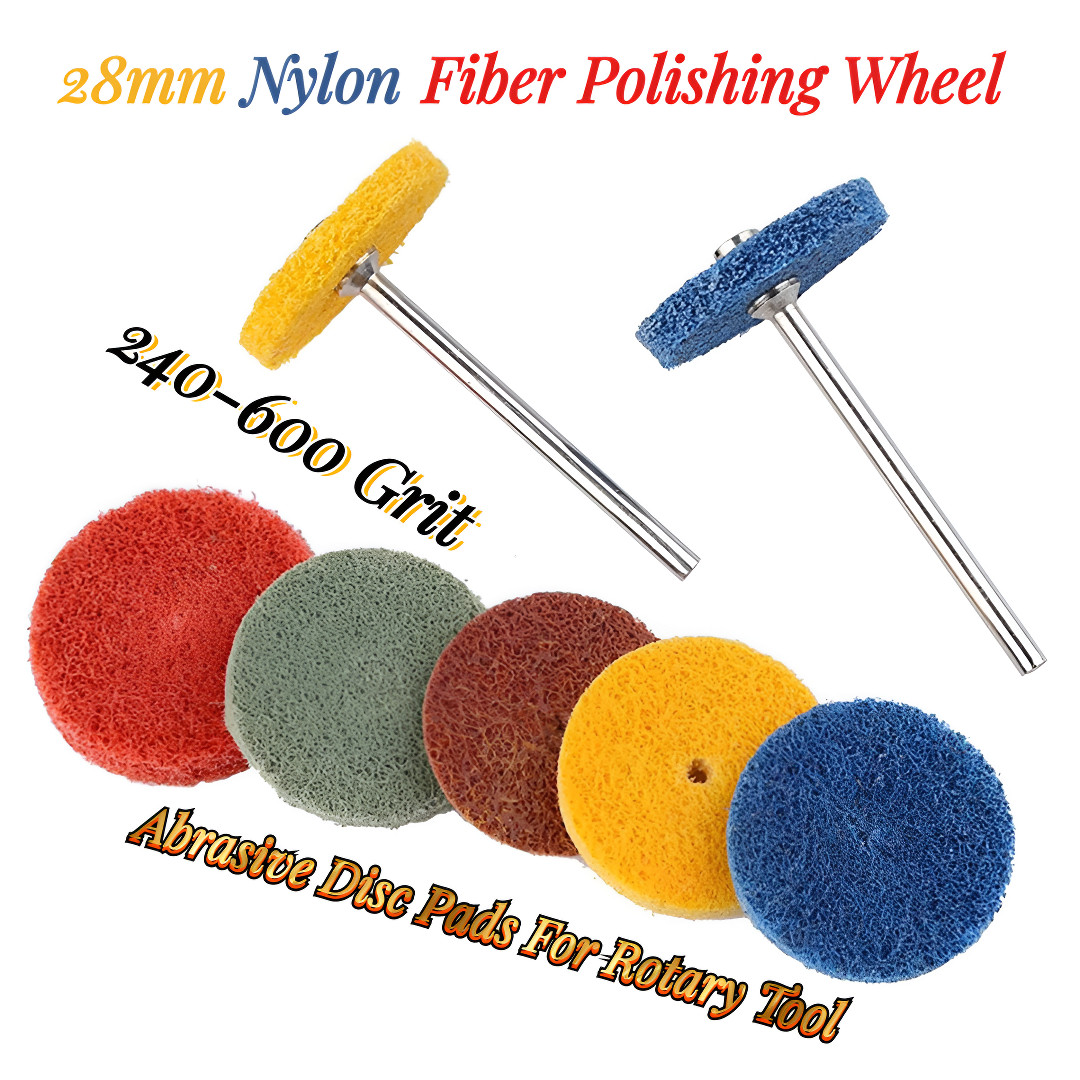28mm Nylon Fiber Polishing Wheel Abrasive Disc Pads For Rotary Tool 150-600 Grit