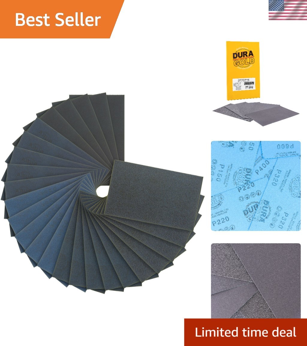 25 Sheets of 5.5″ x 9″ Silicon Carbide Sandpaper – 5 Grit Options for Precision