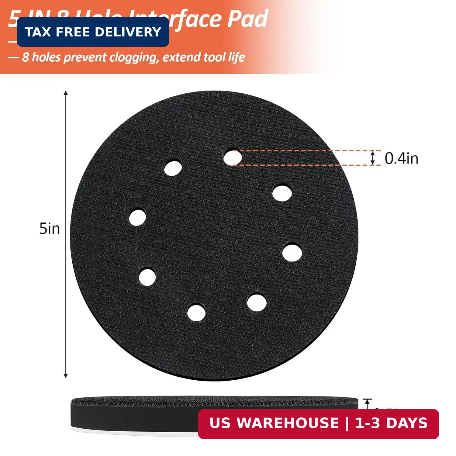 4 Pack 5 Inch 8 Holes Foam Sanding Pads for Orbital Sander | Hook & Loop, Soft D