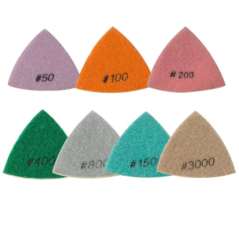 7 Piece Electroplated Diamond Triangular Dry Polishing /Buffing Pad Set BRTTDSET
