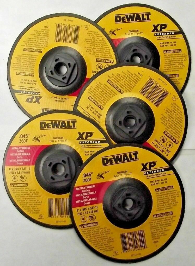 Dewalt DW8859H 6″ x .045″ x 5/8-11 Metal Stainless XP Cutting Wheels 5 Pack