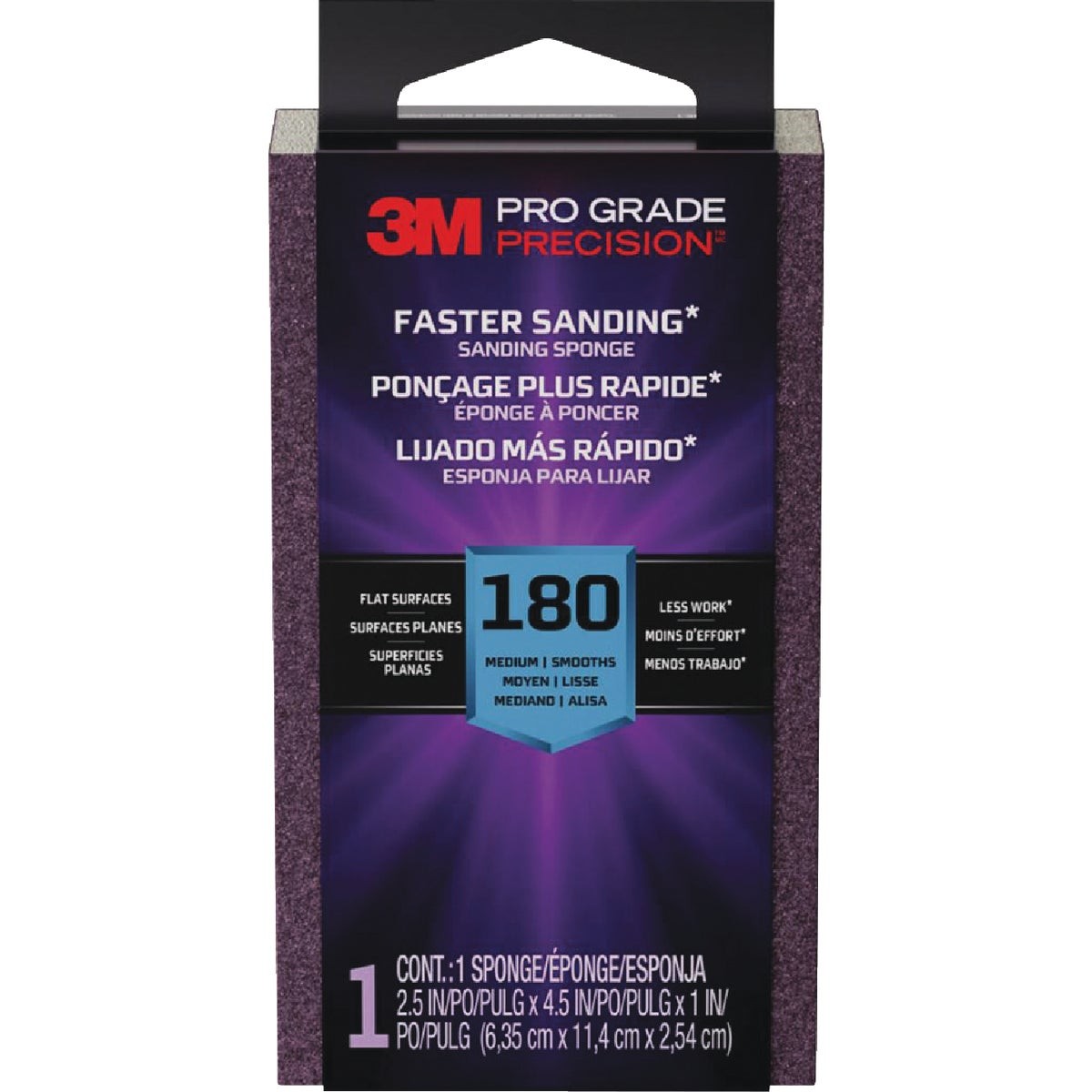 3M Pro Grade Precision 2.5 In. x 4.5 In. x 1 In. 180 Grit Fine Sanding Sponge