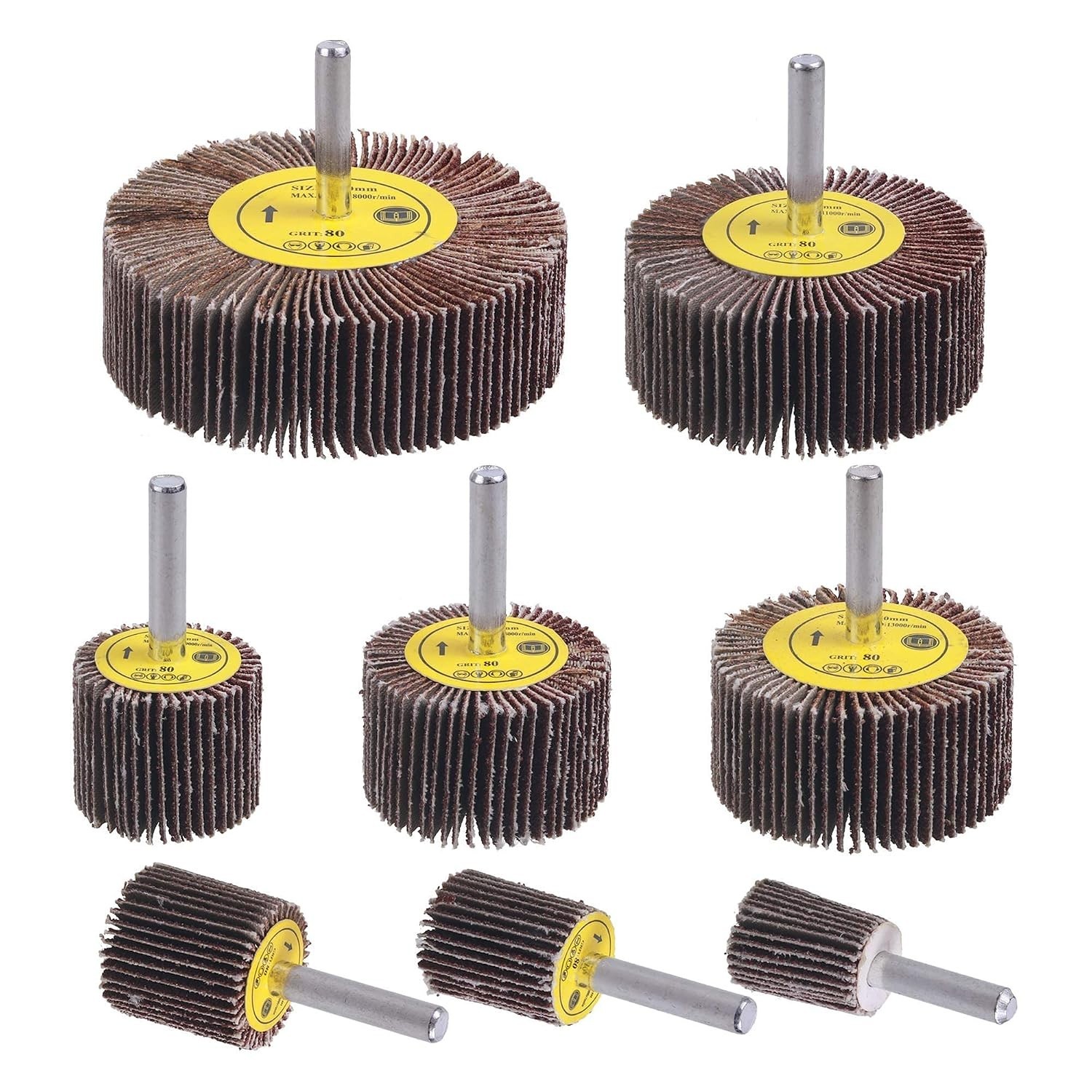 Abrasive Flap Wheel Set – 40 Pack, 80 Grit Cylindrical Shape