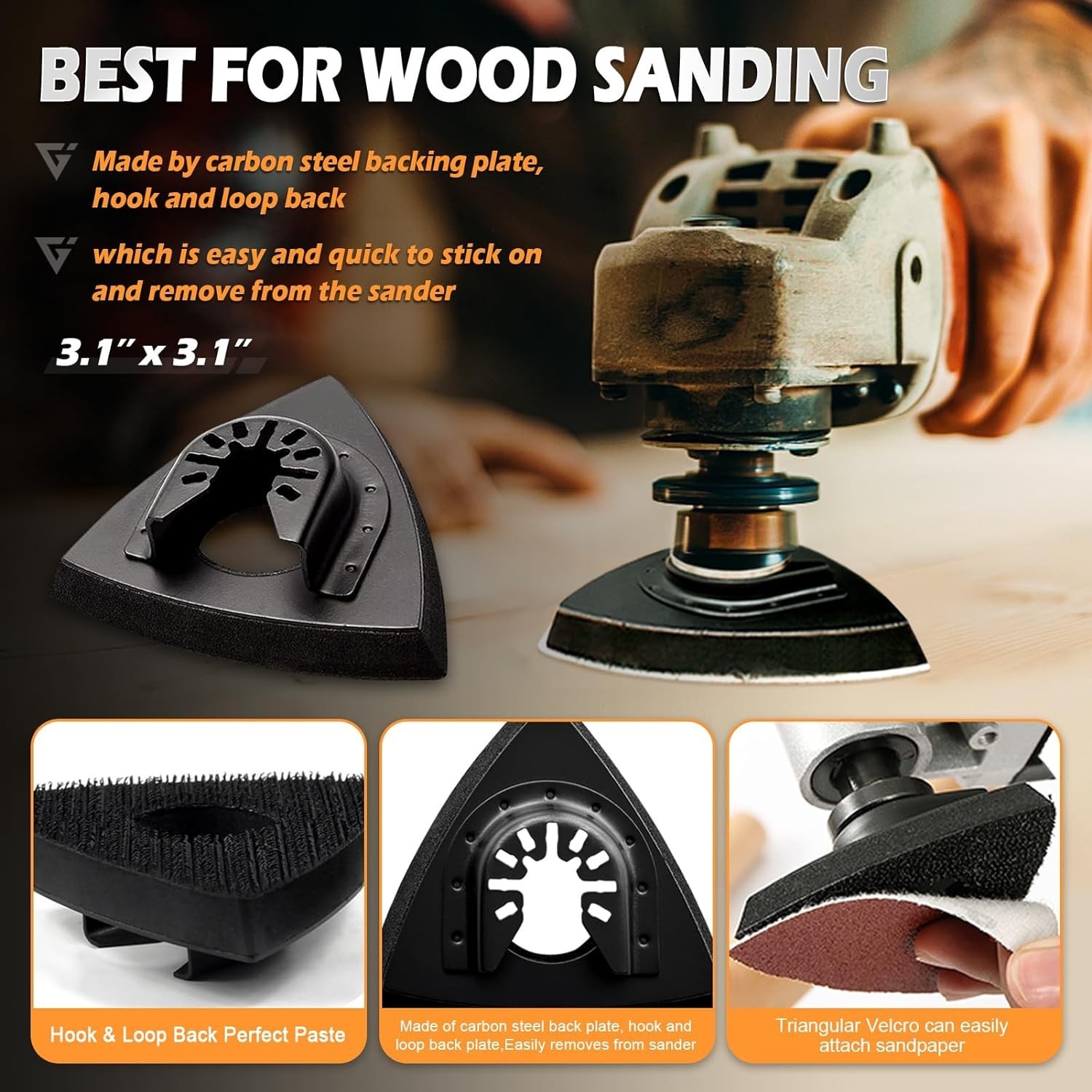 162pcs Oscillating Tool Sanding Triangle Finger Kits, Black
