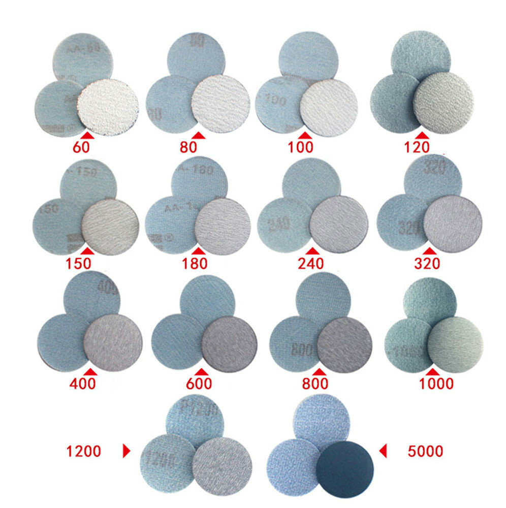 Hook and Loop Sanding Disc 50mm 2″ Wet & Dry Sandpaper Pads Orbital 60-1000 Grit