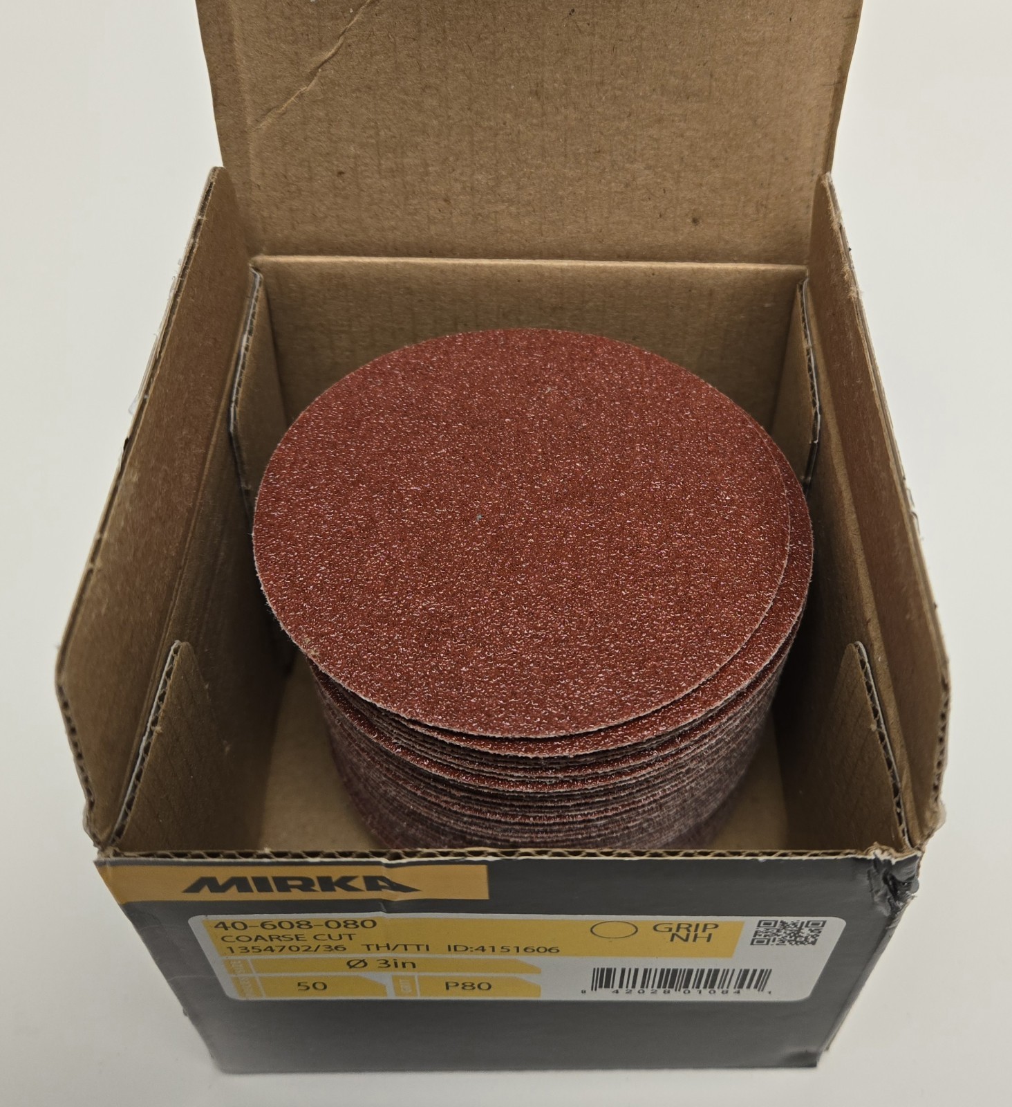 MIRKA SANDING DISCS 40-608-080. 3″ P80 GRIT. BOX OF 50.