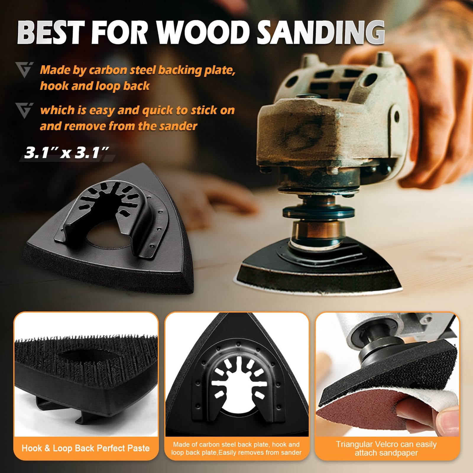 162pcs Oscillating Tool Sanding Triangle Finger Kits, Black