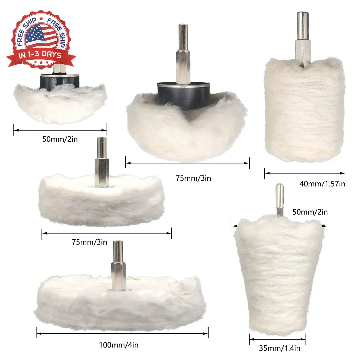 6 pcs Buffing Wheel for Drill,Buffing Pad Polishing Wheel Kits,Wheel Shaped Poli