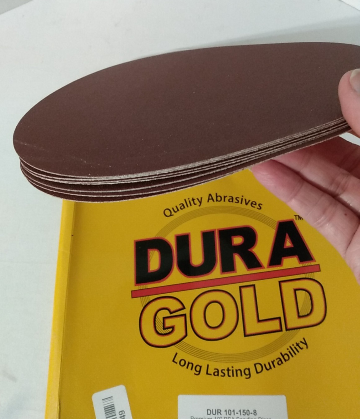 PSA P-150 Sanding Discs10 Inch, Dura Gold Self Adhesive Peel & Stick 8 Pack