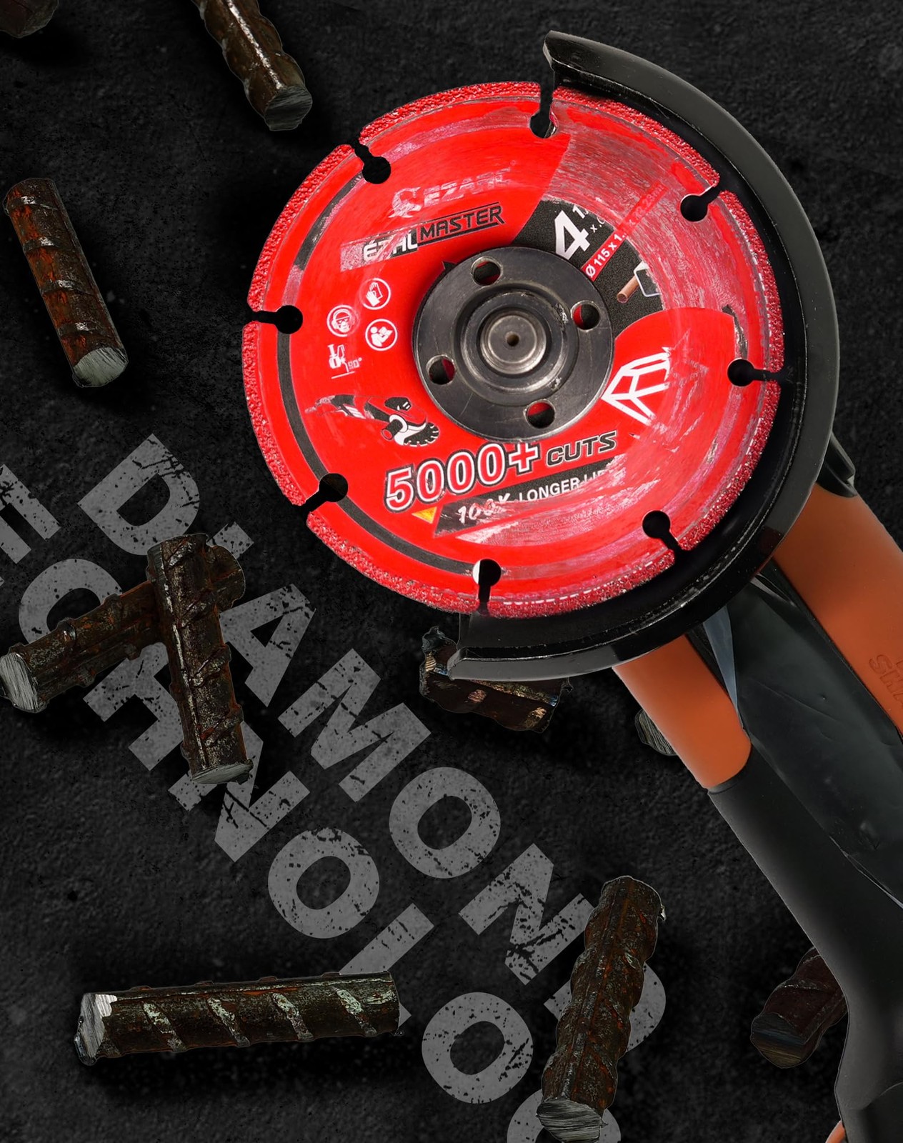 EZARC Diamond Cutting Wheel 4 1/2 x 7/8 Inch for Metal, Cut Off 115mm, Red