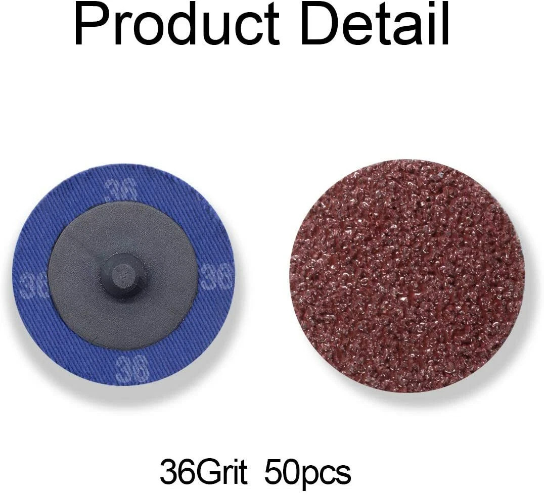 50PCS 2 inch 36 Grit Zirconia Roll Lock Die Grinder Quick Change Sanding Discs