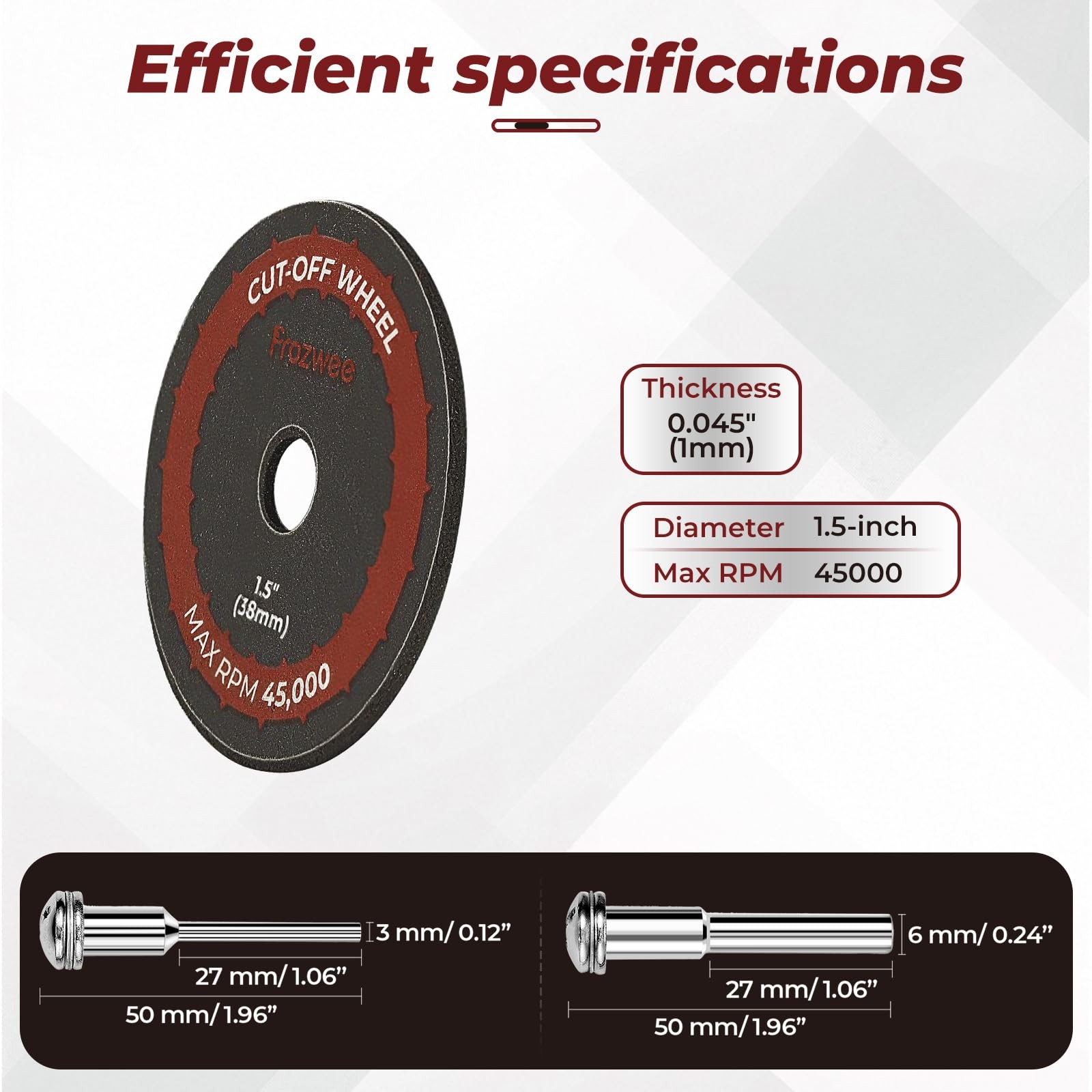 Prozwee 10 Pack 1.5″ Cut Off Wheels with 2 Shank(1/4″ Mandrel+1/8″ Red
