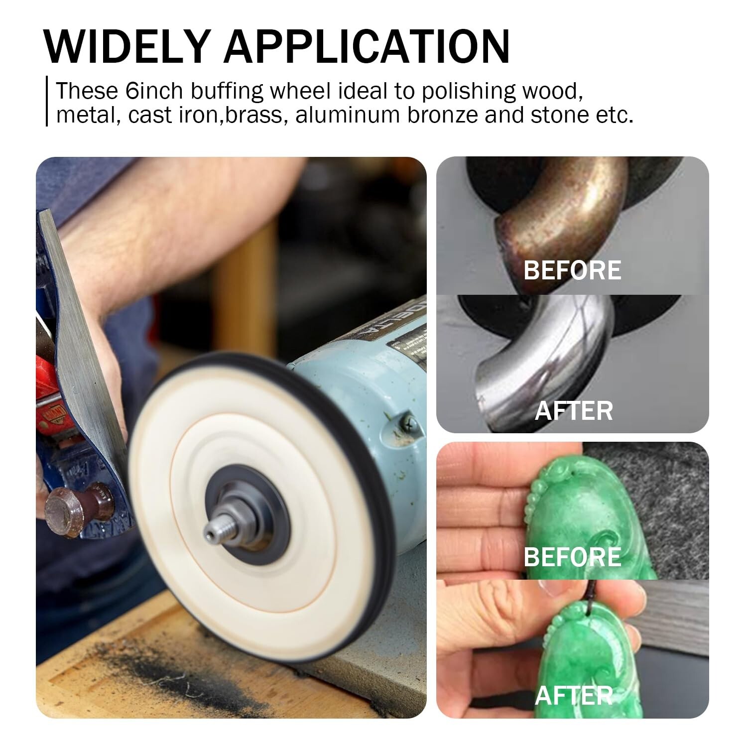 6″ 5-Piece Buffing Polishing Wheels Set for Bench Grinder – Soft to Rough