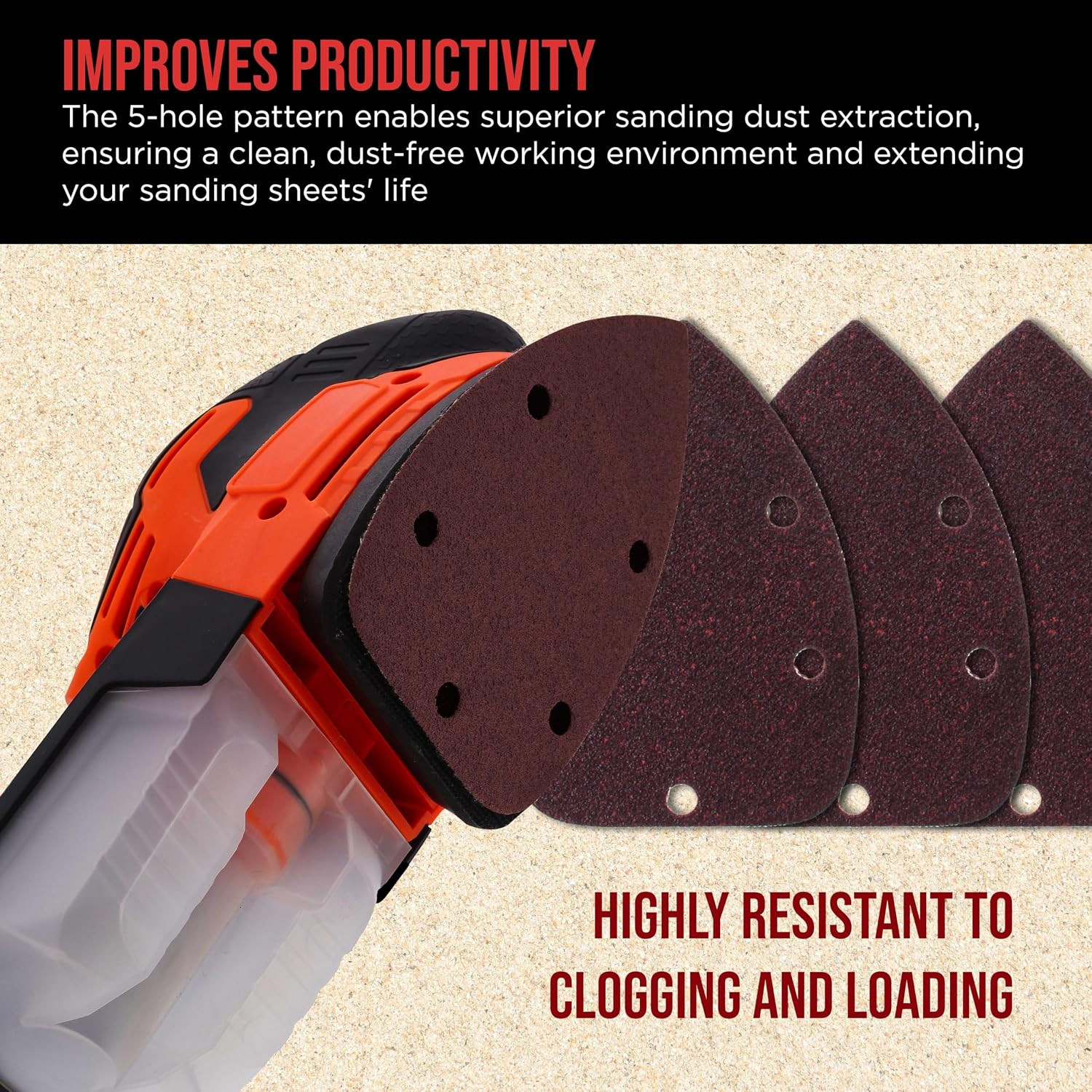 Premium 5-Hole Pattern Mouse Detail Sander Sandpaper Sheets, 160 Disc Variety Pa