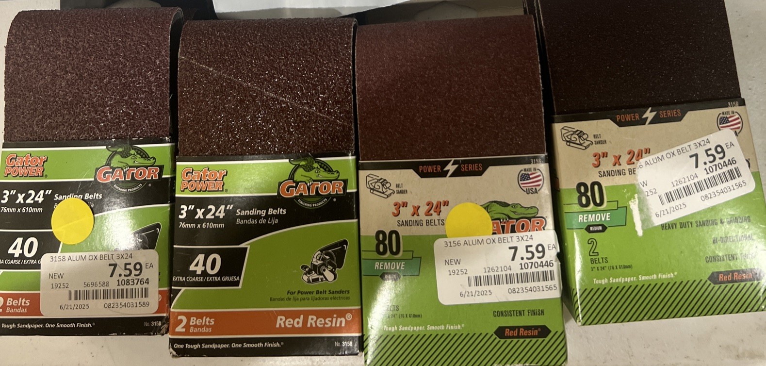 Gator 3in. X 24 in. Sanding Belt 4 Ea. 40 Grit 4 Ea. 80 Grit