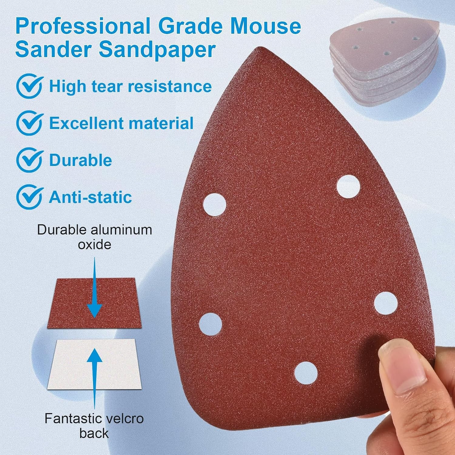 55Pcs Mouse Detail Sander Sandpaper, Professional 40 80 120 180 240 Grits Mouse