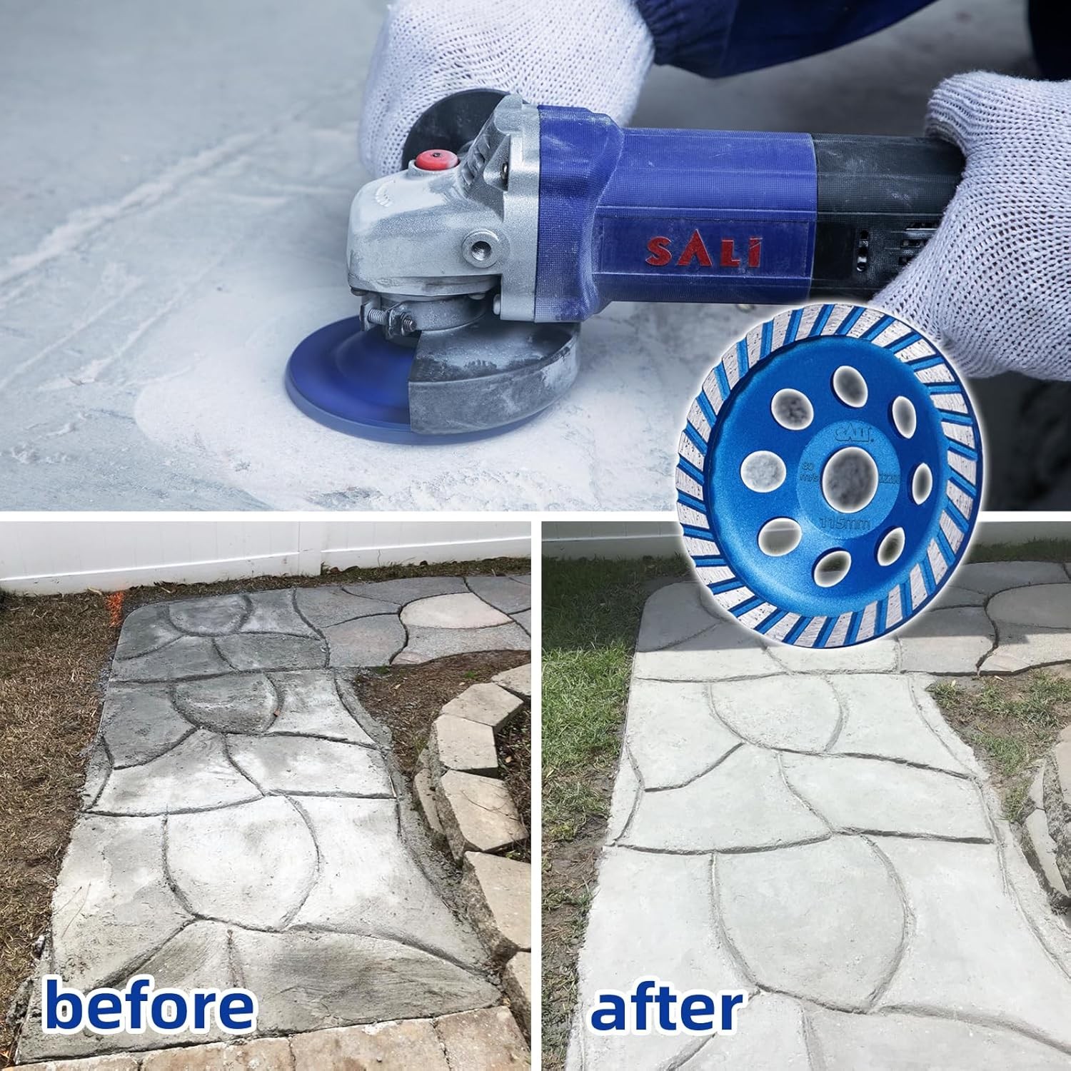 SALI Diamond Concrete Grinding Wheel 4 1/2 inch for Polishing and Cleaning Stone