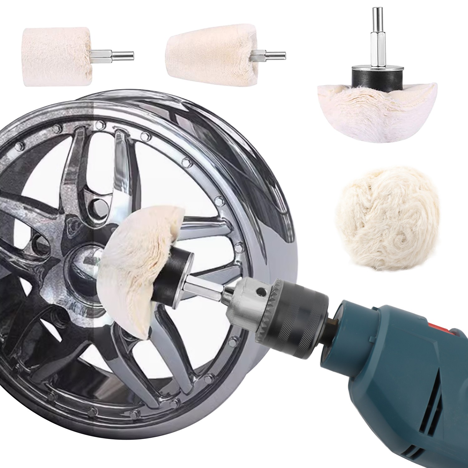 Cotton Aluminum Polishing Wheel kit for Drill Die Grinder compounds Buffing Pads