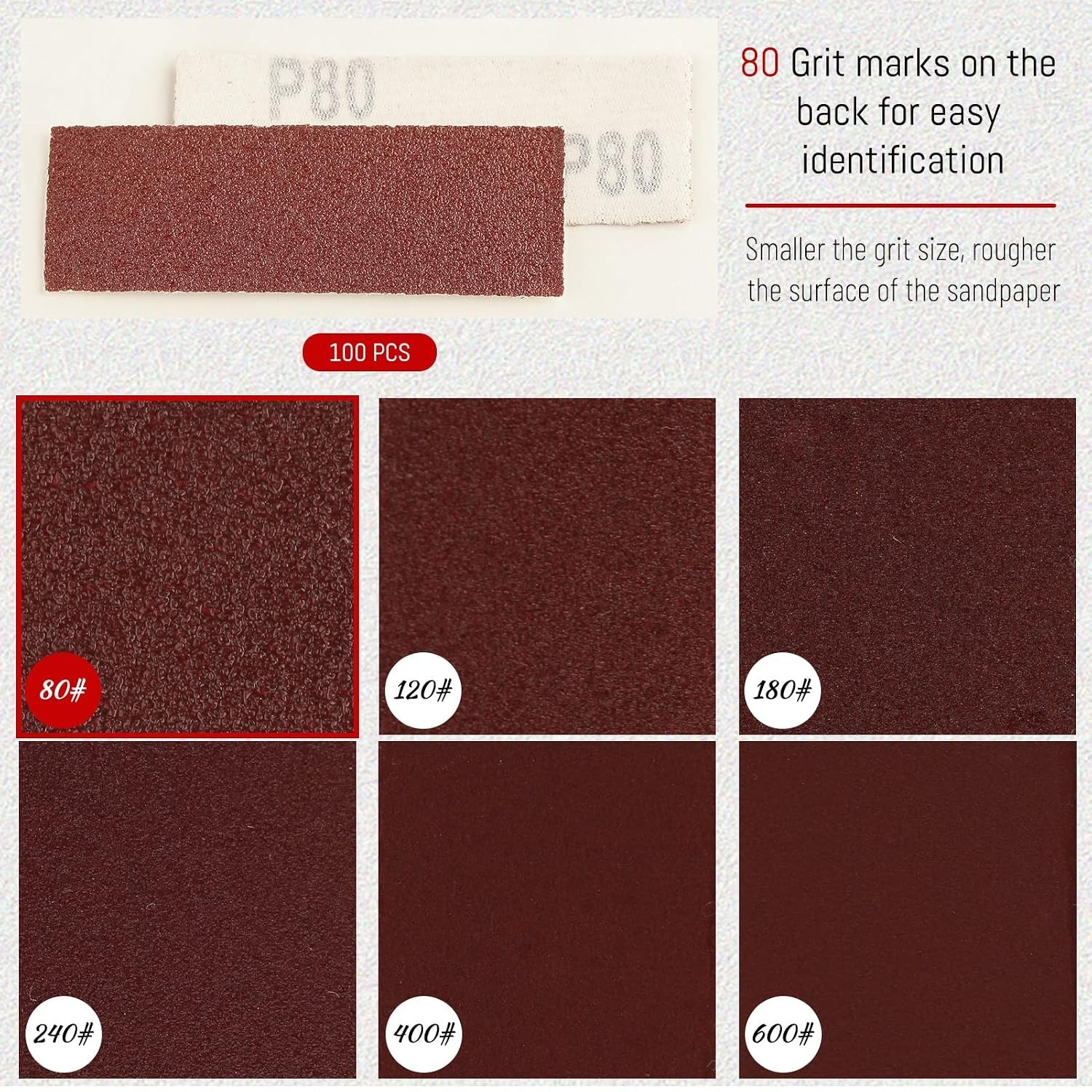 Versatile 100 PCS Sanding Refills – 3.5 x 1.2 Inch Grit 80 for Wood Finishing