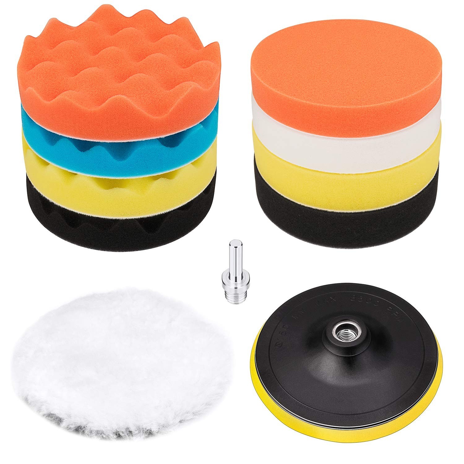 6 Inch Polishing Pads Kit, 11PCS Foam Buffing Pads with Drill Adapter | Large…