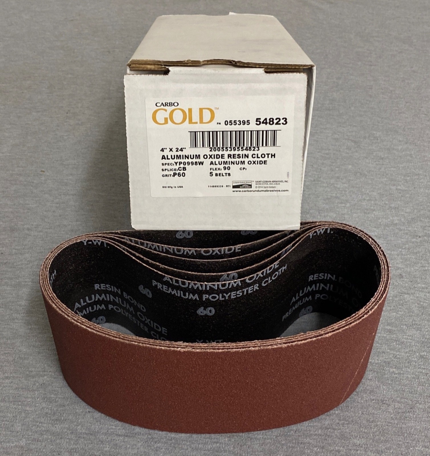 Carborundum Premium 4″x24″ 60 Grit Aluminum Oxide Sanding Belt (10 Pack)