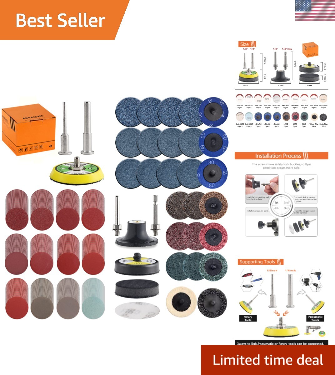 Complete 270-Piece Sanding Disc Set – 2 Inch Grits for Maximum Polishing Control