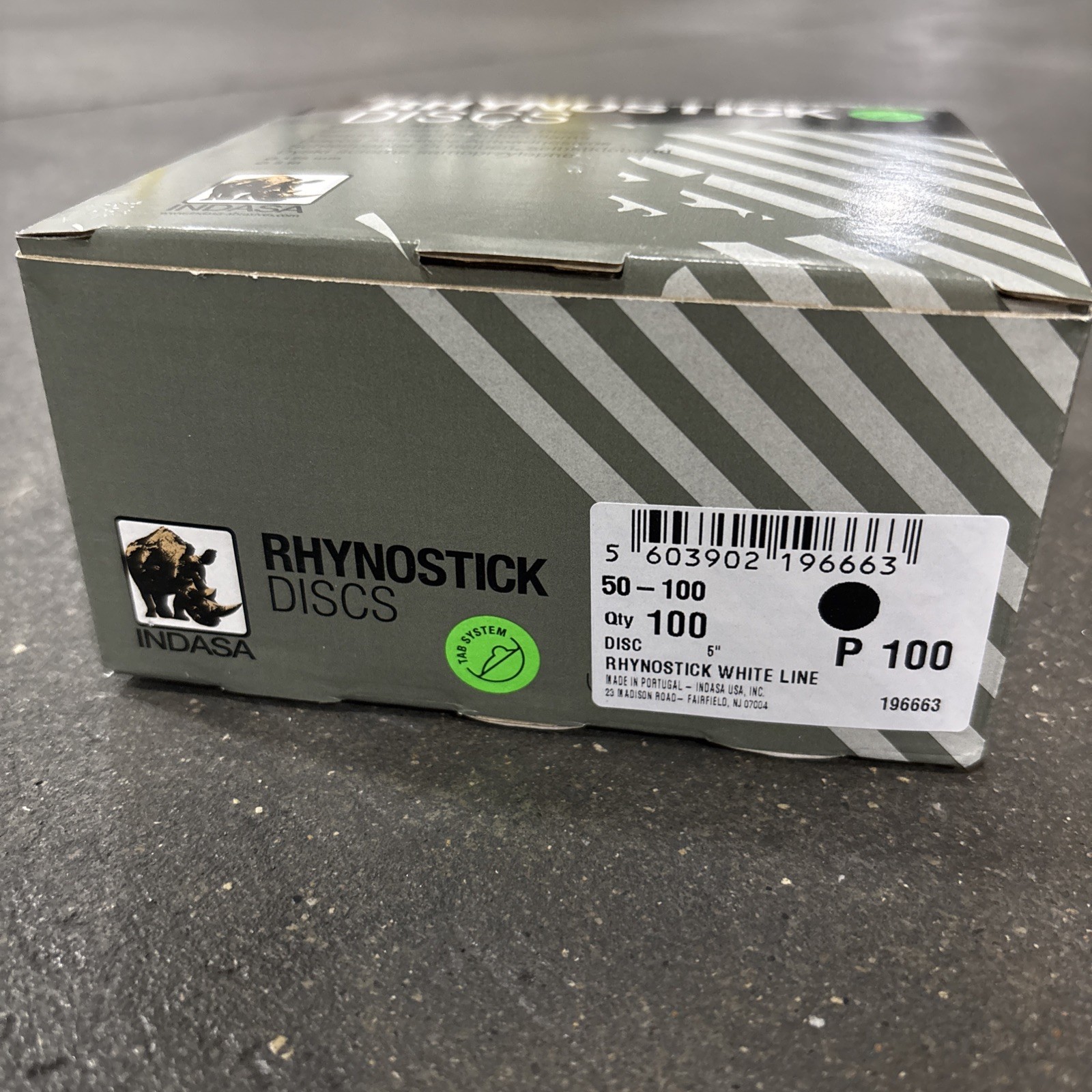 Indasa 5″ 100 Grit Rhynostick White Line PSA Sand Paper Discs (New) Box/Qty: 100
