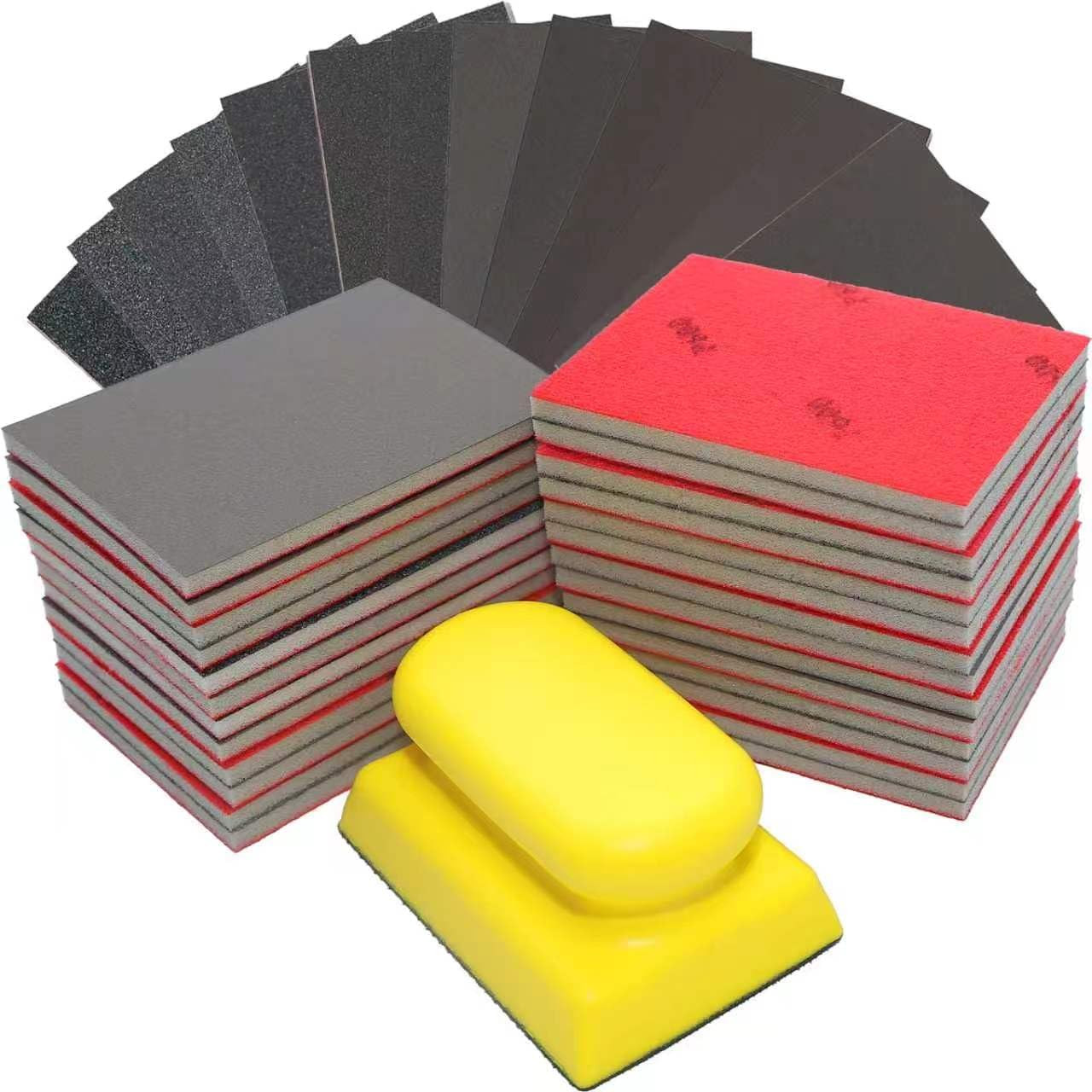 Sanding Block Set, 26Pcs Sanding Sponges with a Hand Tool Reusable 3×4 Inch Wet