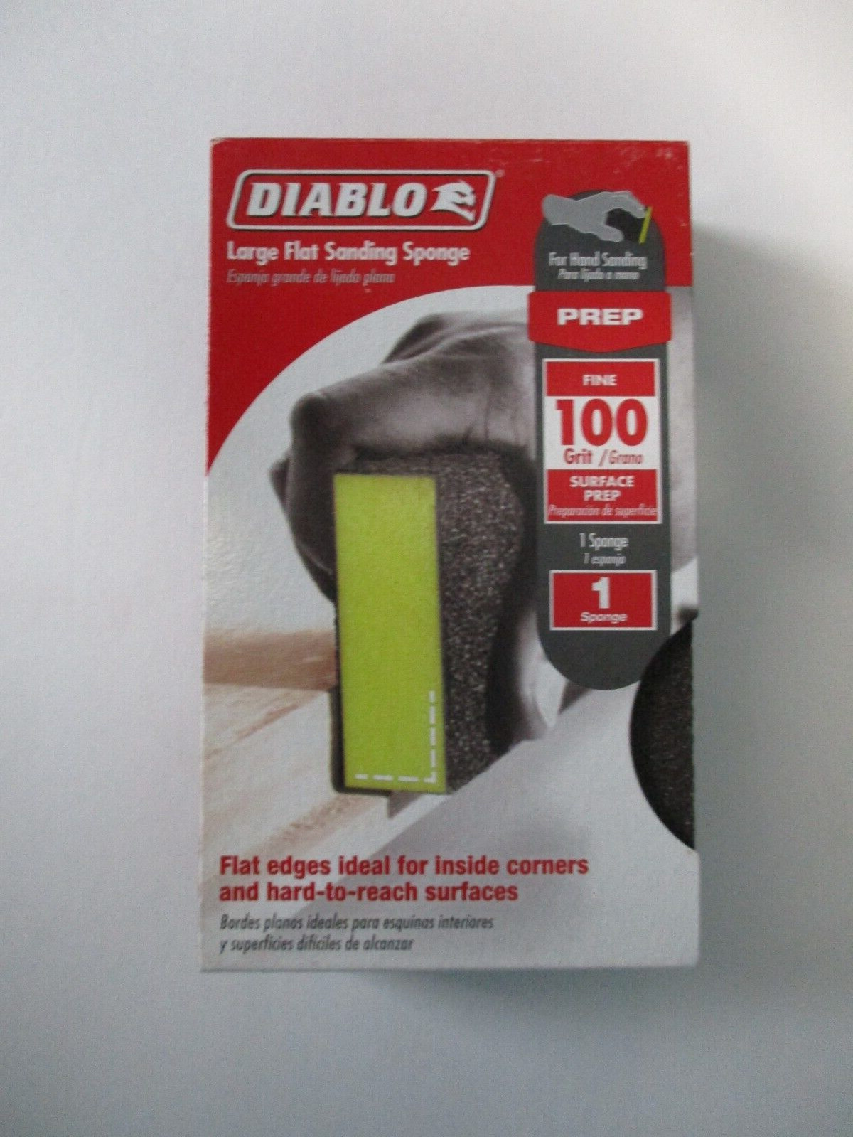 Diablo Large Flat Sanding Sponge Fine 100 Grit New 5″x3″x1″ New 1 Sponge