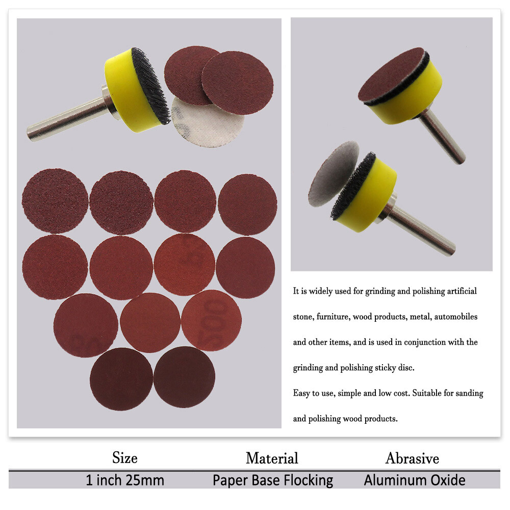 1 Inch Sanding Disc Sandpaper Pad For Drill Wet And Dry Hook & Loop 60-2000 Grit