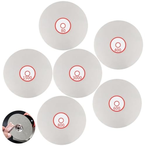 6 PCS Diamond Polishing Disc Set, 6 Inch Diamond Flat Lap Discs,