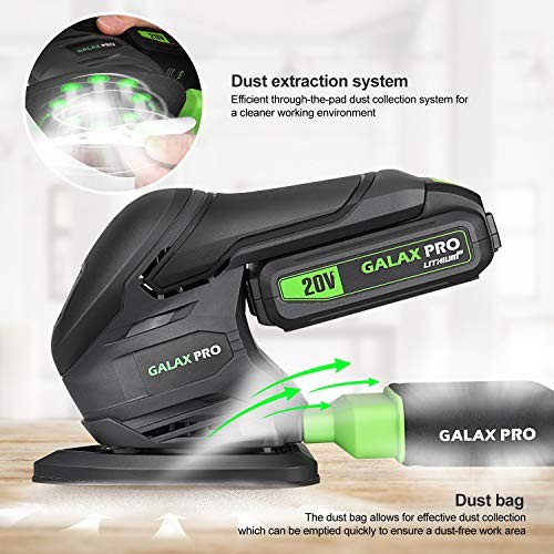 20V 1.3Ah Battery, 20 Pcs Sandpapers | 12000 RPM Cordless Detail Sander