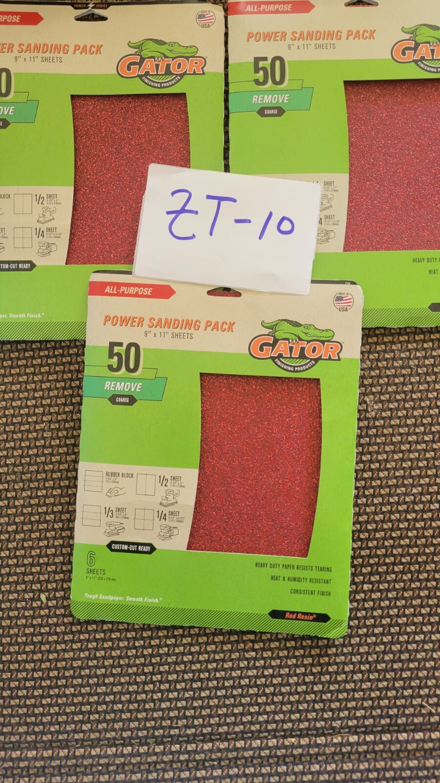 Gator Sandpaper Power Sanding 9″X11″ 6 Sheets 50 Grit All Purpose (LOT OF 3)