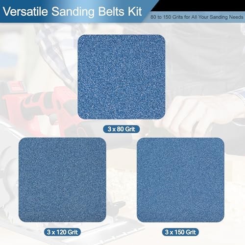9 Pcs Heavy Duty Sanding Belts 6×48 Inch – 3 Grits (80/120/150) for Wood, Metal,