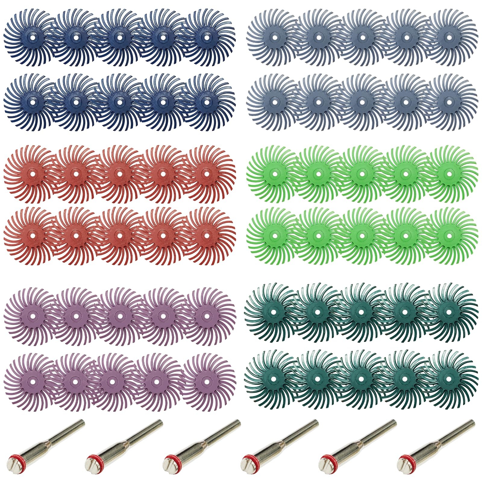 66pcs 1Inch Radial Bristle Disc Polishing Kit 6 Mix Grit 80/120/220/400/600/1…