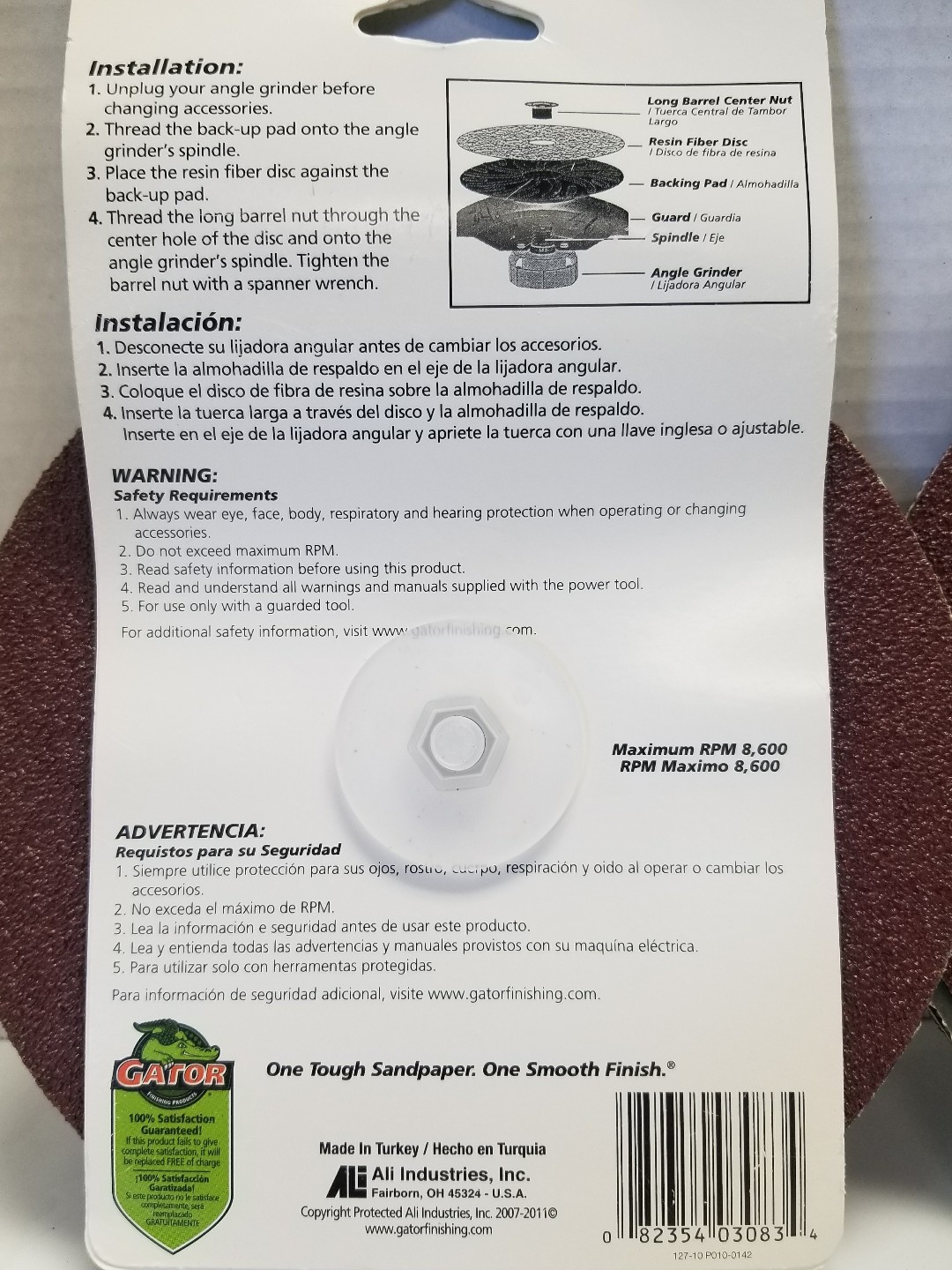 Gator 7″ Fiber Discs , 36 Grit #3083 “LOT OF 2”