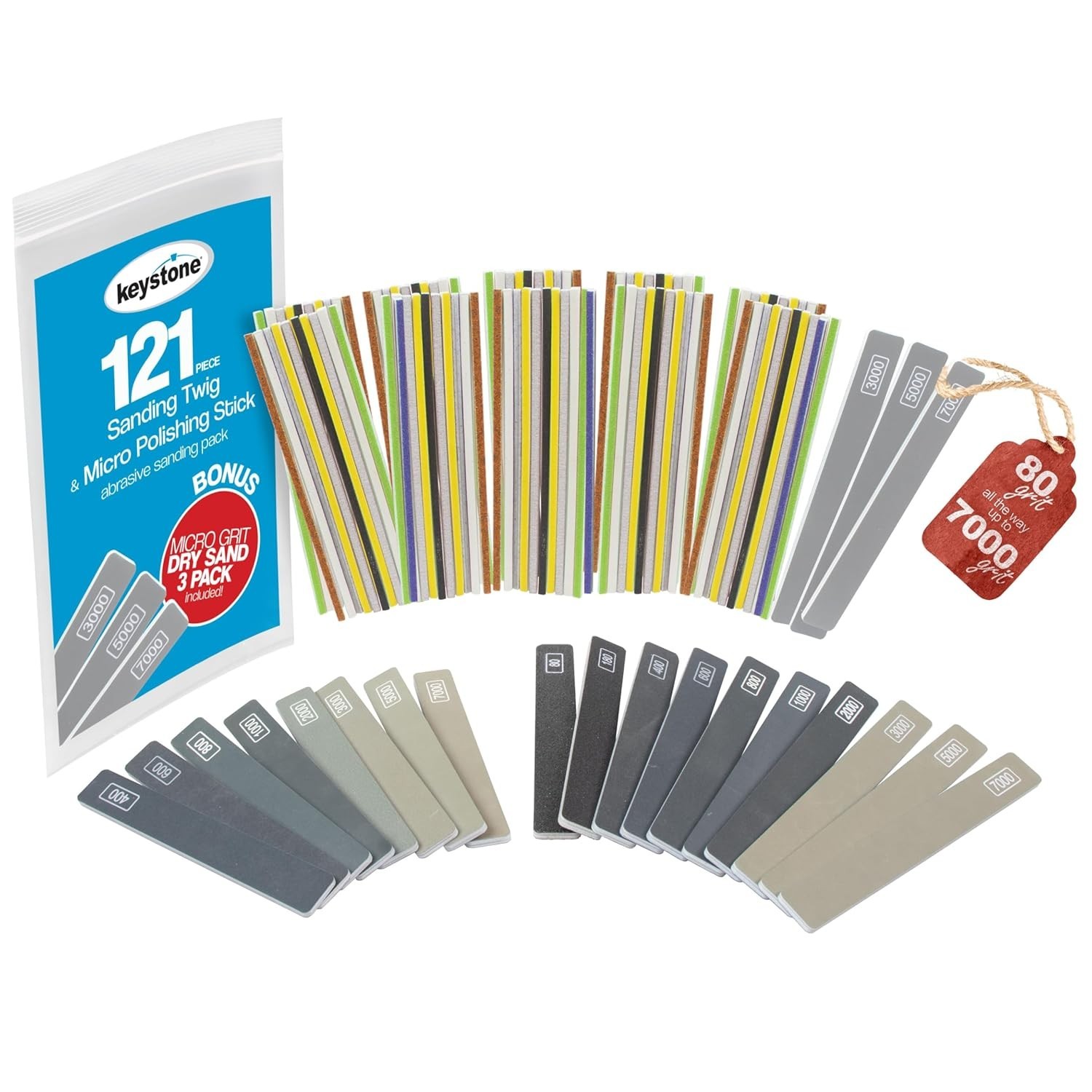 Keystone Sanding Twigs Assortment w/Color Coded Grits