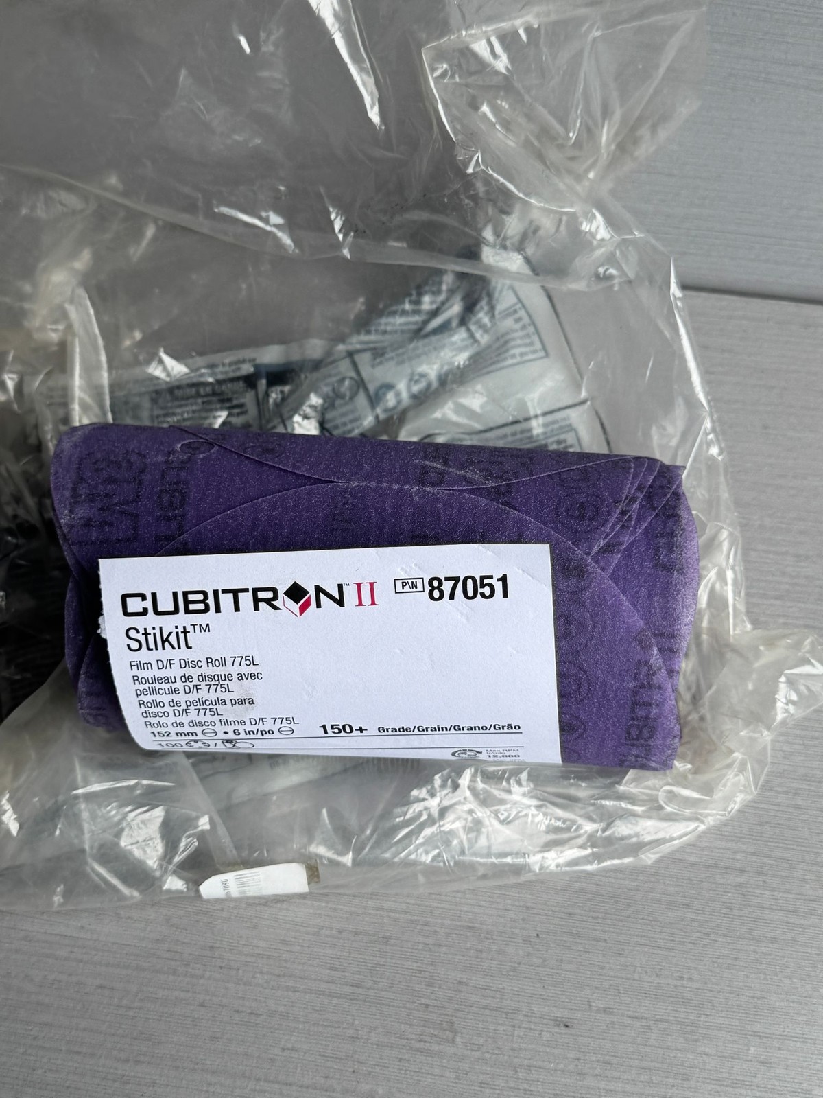 3M Cubitron II Stikit Disc Roll 6in 152mm 150+ Grit PN 87051 1 Roll (100Discs)