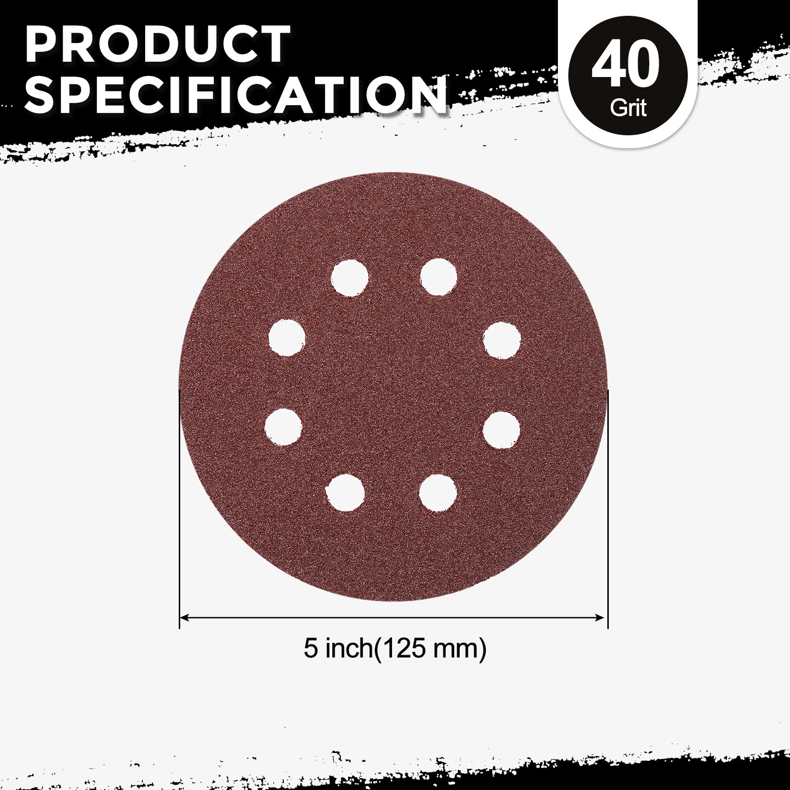 110 Pcs Sanding Disc 5 Inch 40 Grit 8 Hole Random Orbital Sandpapers, Red