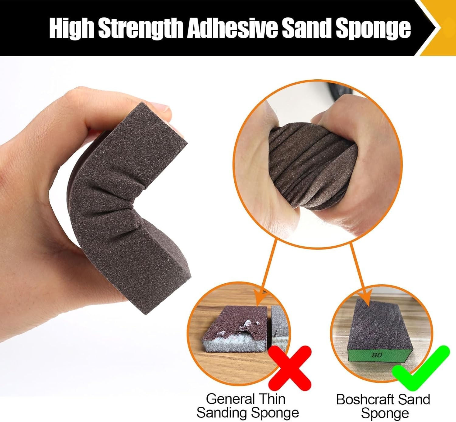 10 Pcs Sanding Sponge Set, 220 Grit: 4 Pcs, 60/80/100/120/180 Grit: 2 Pcs Eac…