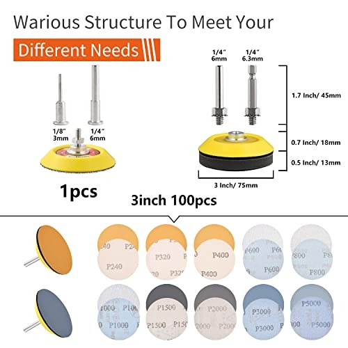 3 inch Drill Polishing Kit Buffer Sanding Attachment Car 3in Buffer 122Pack