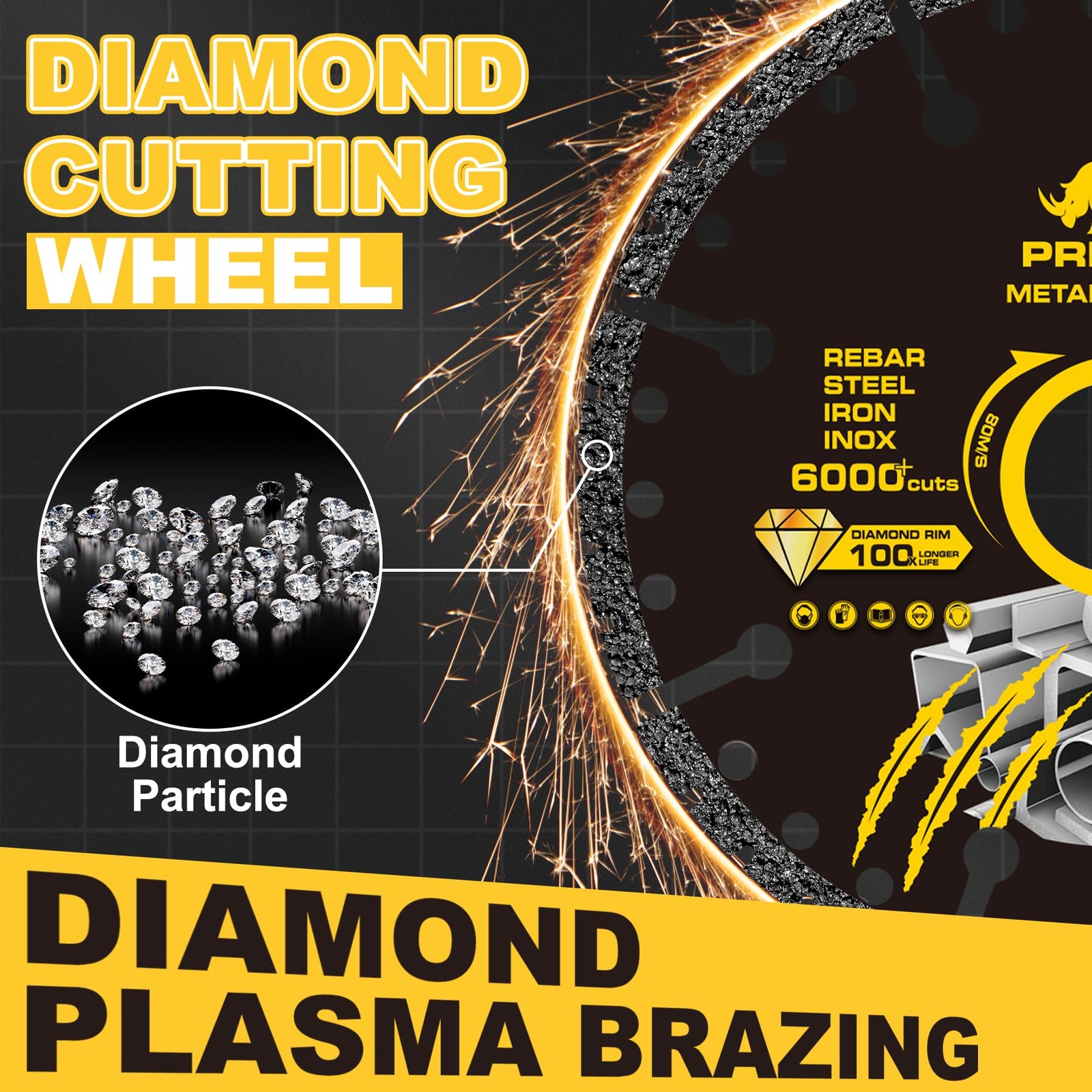 Diamond Cutting Wheel 4 1/2 x 7/8 Inch, Angle Grinder 4 INCH, Black