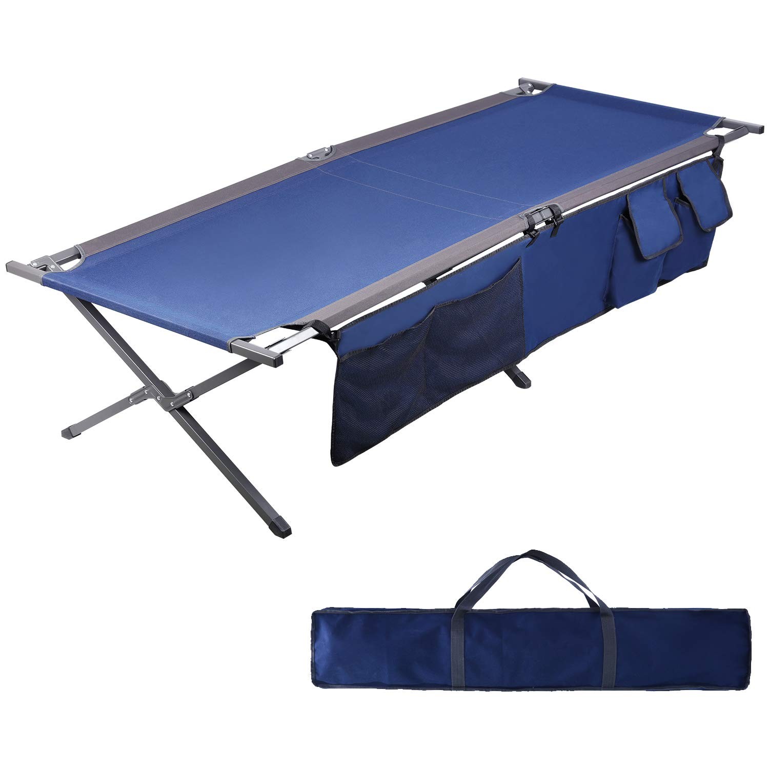 PORTAL Folding Portable Camping Cot, Guest Bed with Carry Bag and Side Storage O